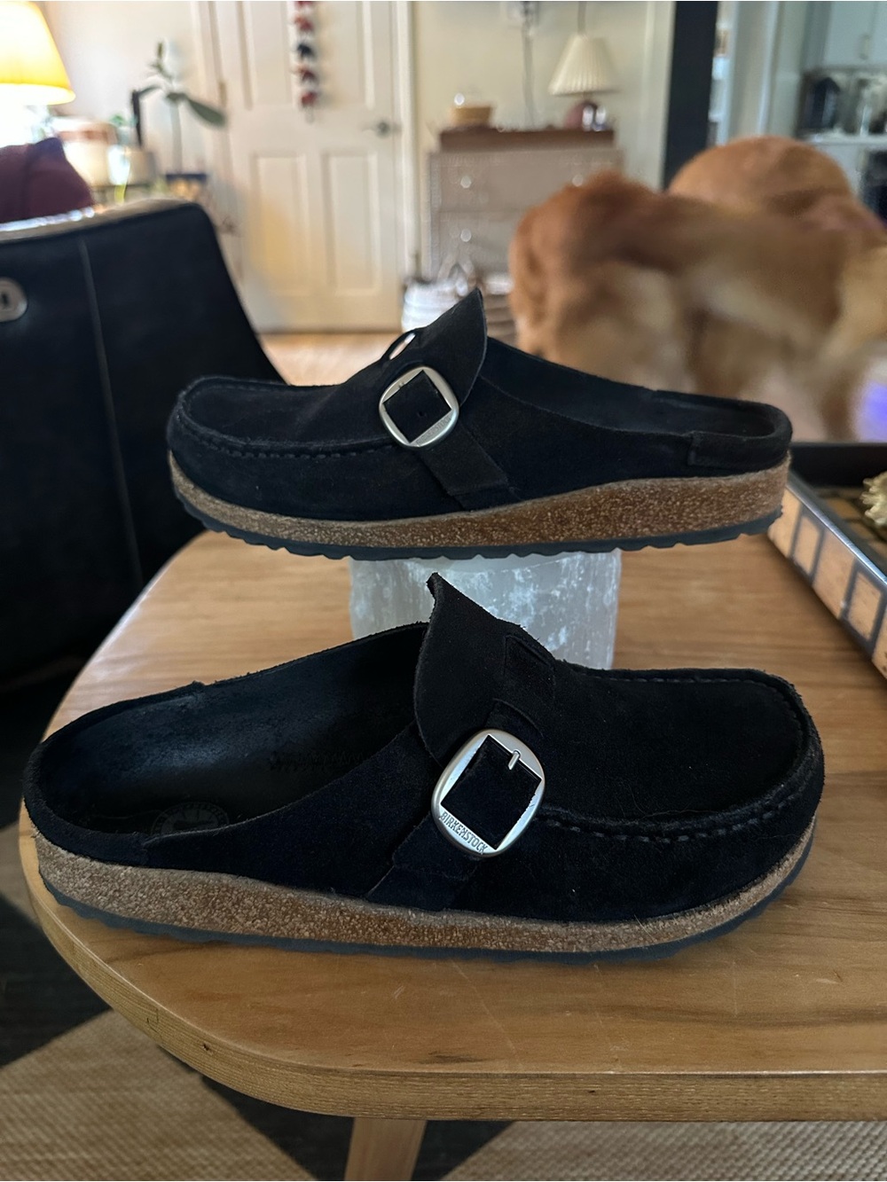 Birkenstock Buckley Black Suede Buckle Clog Size 8 or 39 like new